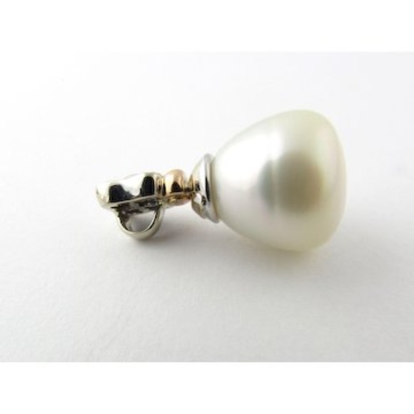 Vintage 18 Karat Yellow and White Gold Diamond and Pearl Pendant #2268 - Picture 4 of 5